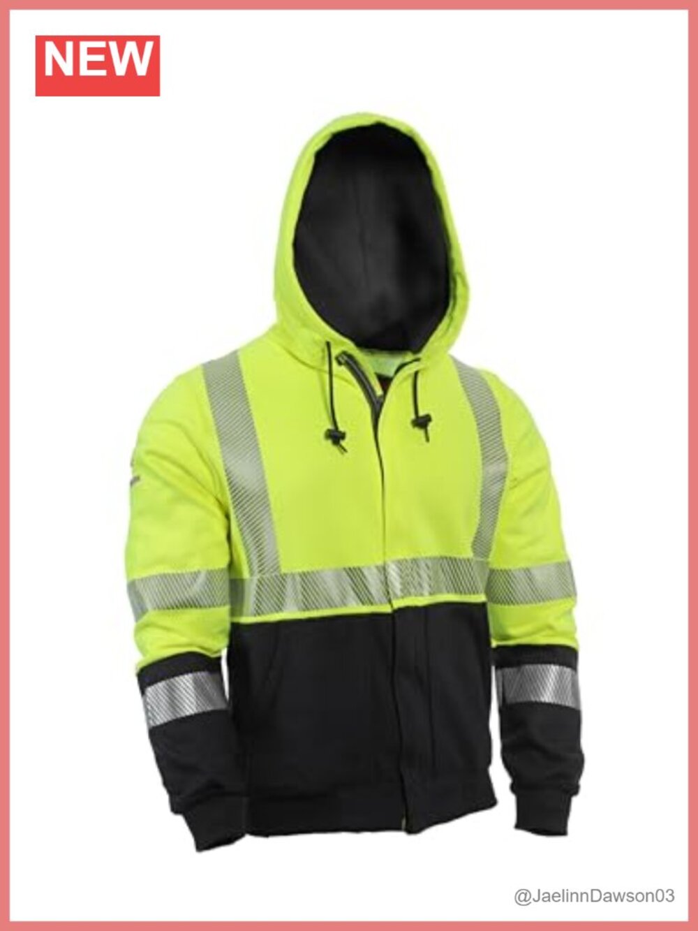 FR Hi-Vis Hybrid Zip Hoodie Class 3 Fleece Safety Sweatshirt